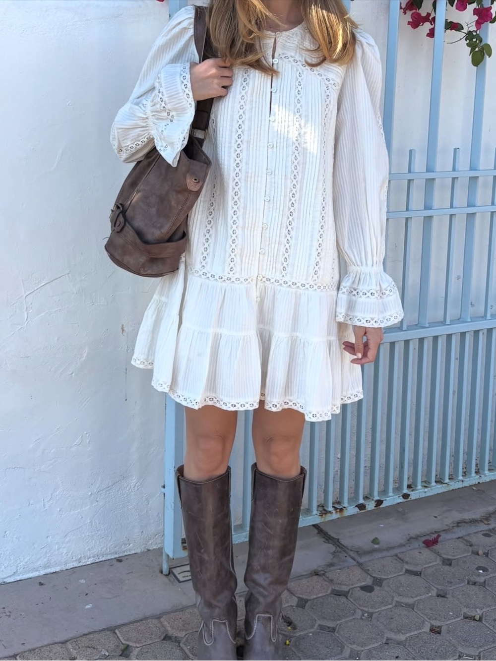 White Eyelet Mini Dress